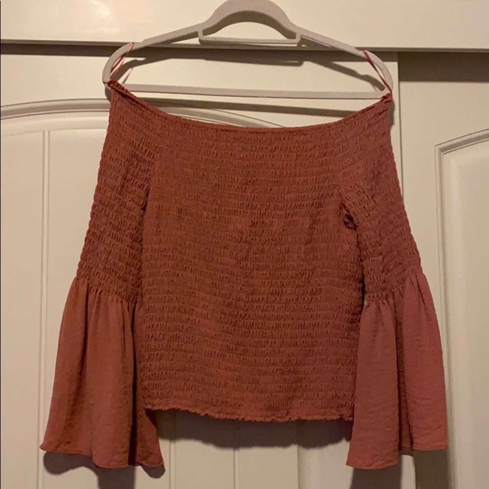 Dusty pink,bell sleeve, western crop top